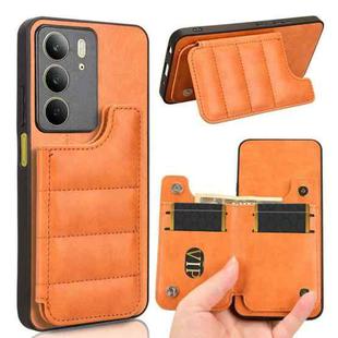 For Realme C75 Cow Pattern Sewing Card Bag Phone Case(Orange)