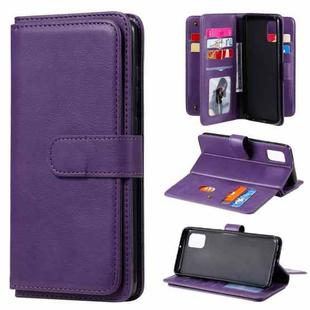 For Samsung Galaxy A31 / A315 Multifunctional Magnetic Copper Buckle Horizontal Flip Solid Color Leather Case with 10 Card Slots & Wallet & Holder & Photo Frame(Purple)