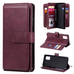 For Samsung Galaxy A71 (4G) Multifunctional Magnetic Copper Buckle Horizontal Flip Solid Color Leather Case with 10 Card Slots & Wallet & Holder & Photo Frame(Wine Red)