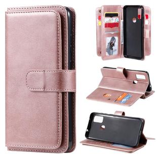 For Samsung Galaxy M51 Multifunctional Magnetic Copper Buckle Horizontal Flip Solid Color Leather Case with 10 Card Slots & Wallet & Holder & Photo Frame(Rose Gold)