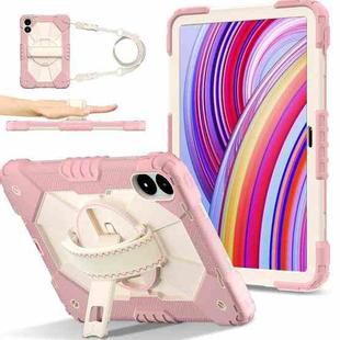 For Xiaomi Redmi Pad Pro 12.1 Contrast Color Robot Silicone Hybrid PC Tablet Case(Rose Gold Beige)