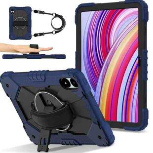 For Xiaomi Poco Pad 12.1 Contrast Color Robot Silicone Hybrid PC Tablet Case(Navy Black)