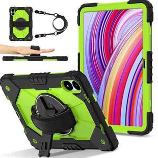 For Xiaomi Poco Pad 12.1 Contrast Color Robot Silicone Hybrid PC Tablet Case(Black Yellow Green)