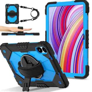 For Xiaomi Poco Pad 12.1 Contrast Color Robot Silicone Hybrid PC Tablet Case(Black Blue)