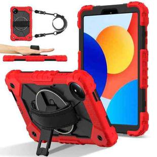 For Xiaomi Redmi Pad SE 8.7 Contrast Color Robot Silicone Hybrid PC Tablet Case(Red Black)