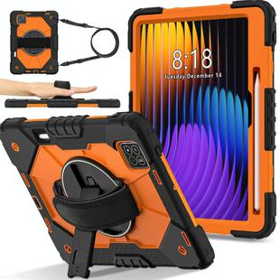 For Xiaomi Pad 7 / 7 Pro 2024 Contrast Color Robot Silicone Hybrid PC Tablet Case(Black Orange)