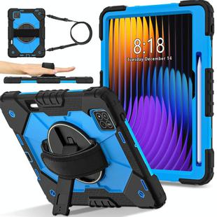 For Xiaomi Pad 7 / 7 Pro 2024 Contrast Color Robot Silicone Hybrid PC Tablet Case(Black Blue)