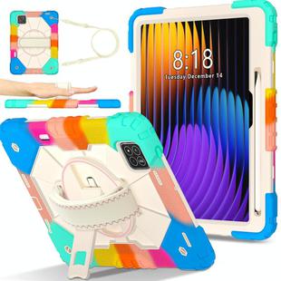 For Xiaomi Pad 7 / 7 Pro 2024 Contrast Color Robot Silicone Hybrid PC Tablet Case(Colorful Blue)