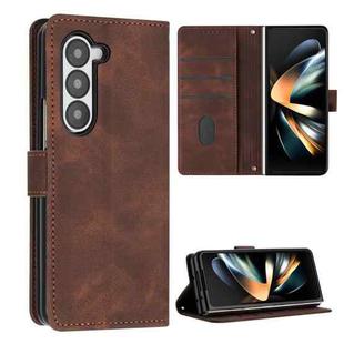 For Samsung Galaxy Z Fold6 Dream Triangle Folding Leather Phone Case with Lanyard(Brown)