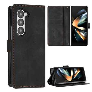 For Samsung Galaxy Z Fold5 Dream Triangle Folding Leather Phone Case with Lanyard(Black)