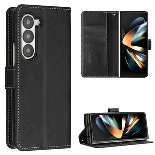 For Samsung Galaxy Z Fold6 Stitching Calf Texture Buckle Folding Leather Phone Case(Black)