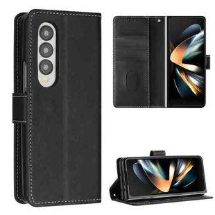 For Samsung Galaxy Z Fold4 Stitching Calf Texture Buckle Folding Leather Phone Case(Black)