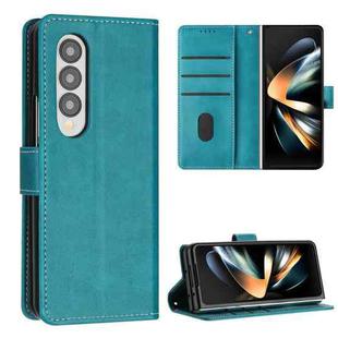 For Samsung Galaxy Z Fold4 Stitching Calf Texture Buckle Folding Leather Phone Case(Green)