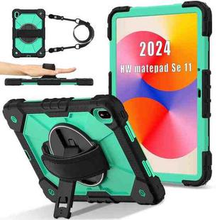 For Huawei MatePad SE 11 2024 Contrast Color Robot Silicone Hybrid PC Tablet Case(Black Mint Green)