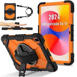 For Huawei MatePad SE 11 2024 Contrast Color Robot Silicone Hybrid PC Tablet Case(Black Orange)