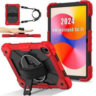 For Huawei MatePad SE 11 2024 Contrast Color Robot Silicone Hybrid PC Tablet Case(Red Black)