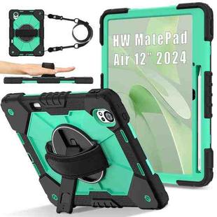 For Huawei MatePad Air 12 2024 Contrast Color Robot Silicone Hybrid PC Tablet Case(Black Mint Green)