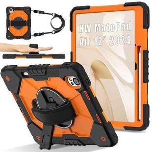 For Huawei MatePad Air 12 2024 Contrast Color Robot Silicone Hybrid PC Tablet Case(Black Orange)