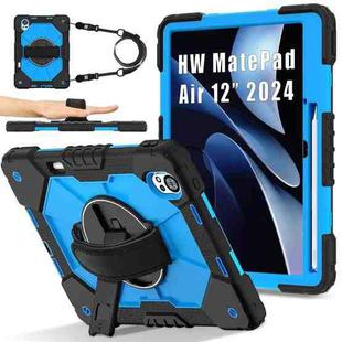 For Huawei MatePad Air 12 2024 Contrast Color Robot Silicone Hybrid PC Tablet Case(Black Blue)