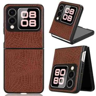 For Huawei nova Flip Crocodile Texture Back Cover Phone Case(Brown)