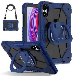 For Xiaomi Poco Pad 12.1 Contrast Color Robot Silicone Hybrid PC Tablet Case(Navy Black)