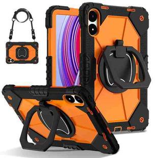 For Xiaomi Poco Pad 12.1 Contrast Color Robot Silicone Hybrid PC Tablet Case(Black Orange)