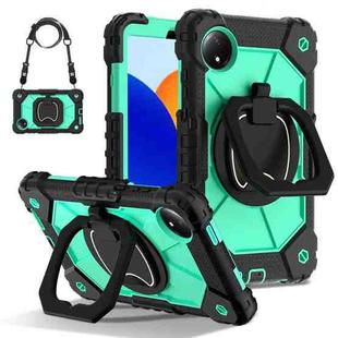 For Xiaomi Redmi Pad SE 8.7 Contrast Color Robot Silicone Hybrid PC Tablet Case(Black Mint Green)