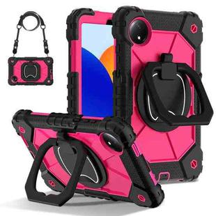 For Xiaomi Redmi Pad SE 8.7 Contrast Color Robot Silicone Hybrid PC Tablet Case(Black Rose Red)