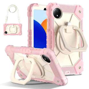 For Xiaomi Redmi Pad SE 8.7 Contrast Color Robot Silicone Hybrid PC Tablet Case(Rose Gold Beige)