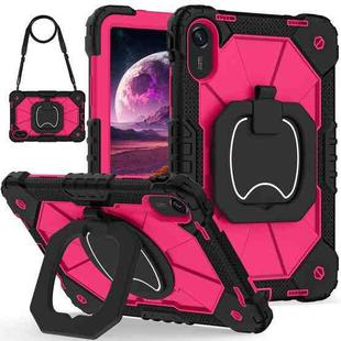 For Xiaomi Redmi Pad 2 11 2025 Contrast Color Robot Silicone Hybrid PC Tablet Case(Black Rose Red)