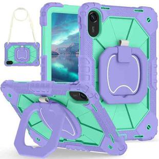 For Xiaomi Redmi Pad 2 11 2025 Contrast Color Robot Silicone Hybrid PC Tablet Case(Purple Mint Green)