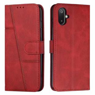 For Samsung Galaxy F06 5G / M06 5G Stitching Calf Texture Buckle Leather Phone Case(Red)