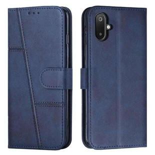 For Samsung Galaxy F06 5G / M06 5G Stitching Calf Texture Buckle Leather Phone Case(Blue)