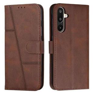 For Samsung Galaxy F16 5G / M16 5G Stitching Calf Texture Buckle Leather Phone Case(Brown)