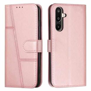 For Samsung Galaxy F16 5G / M16 5G Stitching Calf Texture Buckle Leather Phone Case(Rose Gold)