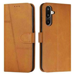 For Samsung Galaxy F16 5G / M16 5G Stitching Calf Texture Buckle Leather Phone Case(Yellow)