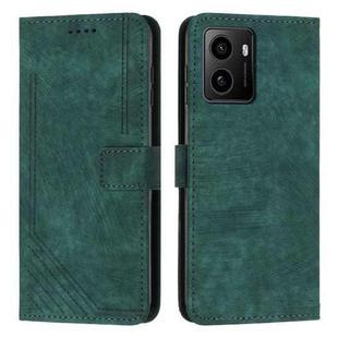 For HMD Pulse Pro Skin Feel Stripe Pattern Leather Phone Case with Long Lanyard(Green)