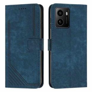 For HMD Pulse Pro Skin Feel Stripe Pattern Leather Phone Case with Long Lanyard(Blue)