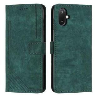 For Samsung Galaxy F06 5G / M06 5G Skin Feel Stripe Pattern Leather Phone Case with Long Lanyard(Green)