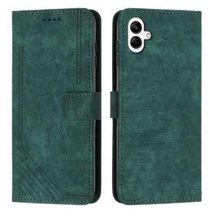 For Samsung Galaxy A07 4G Skin Feel Stripe Pattern Leather Phone Case with Lanyard(Green)