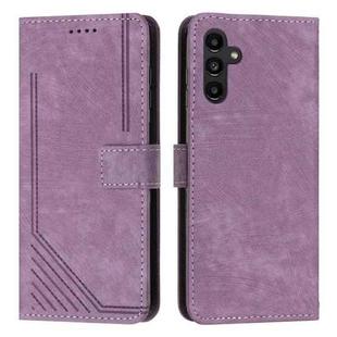 For Samsung Galaxy A17 / A26 5G Skin Feel Stripe Pattern Leather Phone Case with Lanyard(Purple)