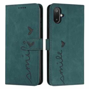 For Samsung Galaxy F06 5G / M06 5G Skin Feel Heart Embossed Leather Phone Case with Long Lanyard(Green)