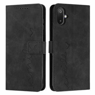 For Samsung Galaxy F06 5G / M06 5G Skin Feel Heart Embossed Leather Phone Case with Long Lanyard(Black)