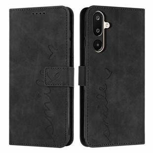 For Samsung Galaxy F16 5G / M16 5G Skin Feel Heart Embossed Leather Phone Case with Long Lanyard(Black)