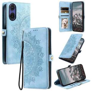 For Motorola Moto G85 Skin Feel Totem Embossed Leather Phone Case(Blue)