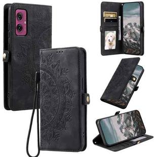 For Motorola Moto G55 Skin Feel Totem Embossed Leather Phone Case(Black)