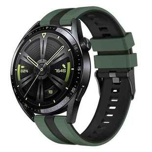 20mm Vertical Two Color Silicone Watch Band(Olive Green+Black)