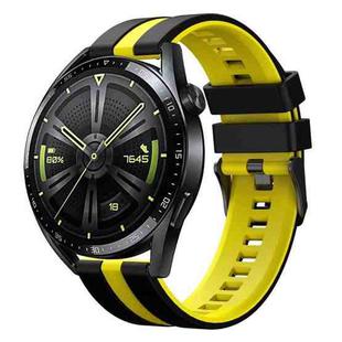 20mm Vertical Two Color Silicone Watch Band(Black+Yellow)