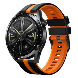 22mm Vertical Two Color Silicone Watch Band(Black+Orange)