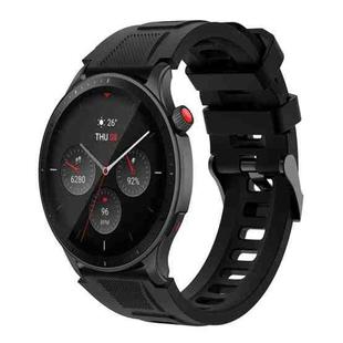 22mm Sports Style Steel Buckle Silicone Watch Band(Black)